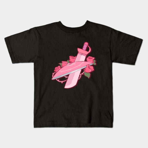 Rose Sword and Shield Kids T-Shirt by Cooltinho